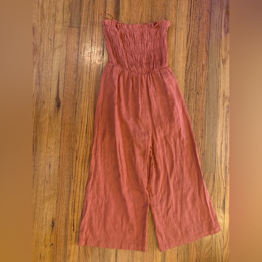 𝅺RENAMED women’s small cropped sleeveless brown romper